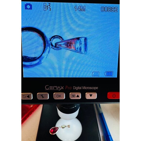 Sterling Silver Double-Sided Filigree Pear Pink & Clear Gemstone Dangle Pendant - Picture 10 of 10